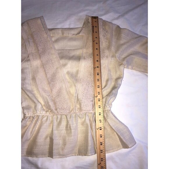 Vintage Set Top Skirt Size S Cream Lace Long Sleeve 80"s Cottagecore Modest USA - Picture 8 of 12